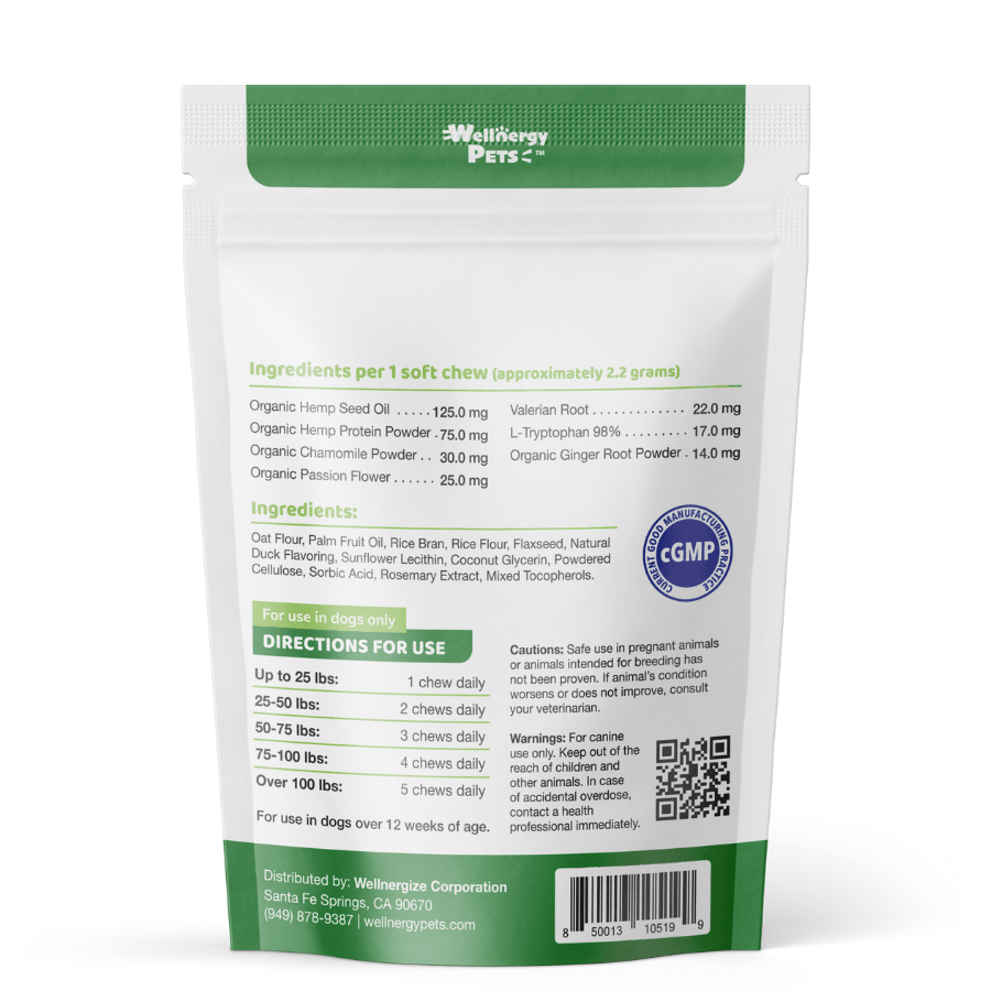 CALMING CHEWS WITH HEMP<br>calming chews with hemp for dogs (4 Travel Pack) Wellnergy Pets